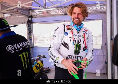 Al Dawadimi, Saudi-Arabien. 09th Januar 2022. Van Beveren Adrien (Fra), Monster Energy Yamaha Rally Team, Yamaha WR450F, Moto, Portrait während der Etappe 7 der Rallye Dakar 2022 zwischen Riad und Al Dawadimi, am 9th 2022. Januar in Al Dawadimi, Saudi-Arabien - Foto Julien Delfosse/DPPI Credit: DPPI Media/Alamy Live News Stockfoto