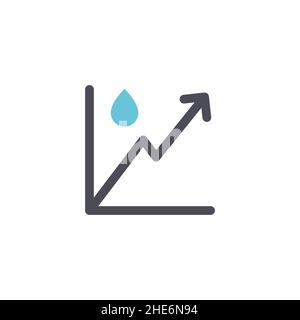 Symbol für die Linie des Wasseranbaus. Pfeil, Tropfen, Wasser. Stock Vektorgrafik isoliert auf weißem Hintergrund. Stock Vektor