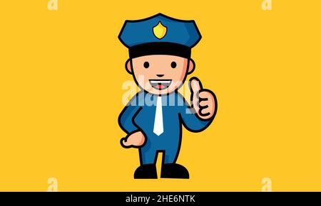 Cartoon-Illustration eines Polizisten mit Daumen nach oben Stock Vektor