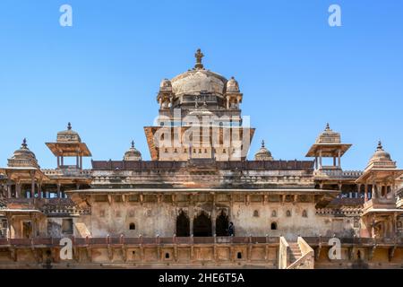 Jehangir Mahal Palace, Orchha Fort, Orchha (oder Urchha), Tikamgarh Bezirk, Madhya Pradesh, Indien, Südasien Stockfoto