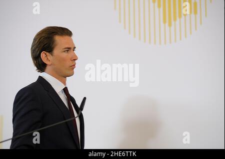 Wien, Österreich, 27. August 2015. Westbalkan-Gipfel Wien mit Sebastian kurz (ÖVP), Außenminister vom 16. Dezember 2013 - 18. Dezember 2017 Stockfoto