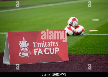 LONDON, GROSSBRITANNIEN. JAN 9th London Stadium im Rahmen des Spiels der FA Cup Third Round zwischen West Ham United und Leeds United am Sonntag, 9th. Januar 2022, im London Stadium, Stratford. (Kredit: Federico Maranesi | MI Nachrichten) Kredit: MI Nachrichten & Sport /Alamy Live Nachrichten Stockfoto