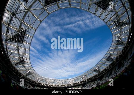 LONDON, GROSSBRITANNIEN. JAN 9th London Stadium im Rahmen des Spiels der FA Cup Third Round zwischen West Ham United und Leeds United am Sonntag, 9th. Januar 2022, im London Stadium, Stratford. (Kredit: Federico Maranesi | MI Nachrichten) Kredit: MI Nachrichten & Sport /Alamy Live Nachrichten Stockfoto