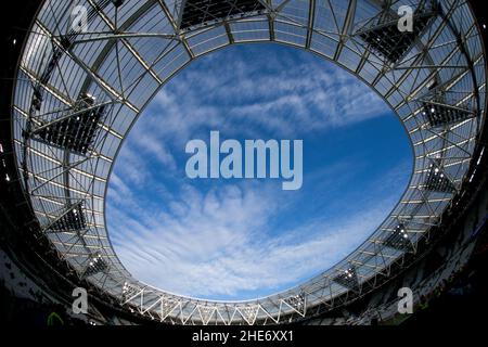 LONDON, GROSSBRITANNIEN. JAN 9th London Stadium im Rahmen des Spiels der FA Cup Third Round zwischen West Ham United und Leeds United am Sonntag, 9th. Januar 2022, im London Stadium, Stratford. (Kredit: Federico Maranesi | MI Nachrichten) Kredit: MI Nachrichten & Sport /Alamy Live Nachrichten Stockfoto