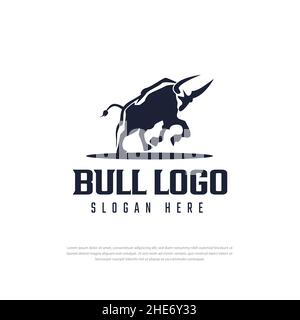 Buffalo Logo Logo Vorlage schwarze Silhouette, Tiersymbol, Stier, Kuh Stock Vektor