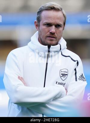 Arsenal Women Manager Jonas Eidefall während des Spiels der Barclays FA Women's Super League in St. Andrew's, Birmingham. Bilddatum: Sonntag, 9. Januar 2022. Stockfoto