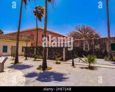 Traditionelle Architektur von der Insel Goree in der Nähe von Dakar im Senegal Stockfoto