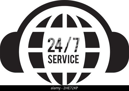 Call Center Kundendienst 24 Stunden in 7 Tagen Vektor-Logo-Design Stock Vektor