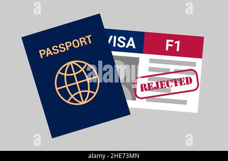 USA Student viza F1. Visa in den Vereinigten Staaten studieren für ausländische Studenten. Stock Vektor