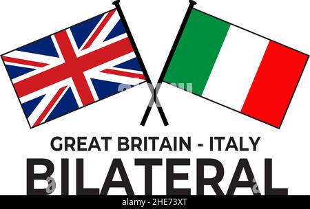 Großbritannien Italien bilaterale Beziehung Land Flagge Symbol Logo Design Vektor Stock Vektor