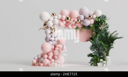 Alles Liebe zum valentinstag mit 3D Hintergrund und Ballons und Natur Premium Foto Stockfoto