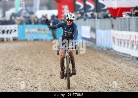 Variano Di Basiliano, Italien. 09th Januar 2022. Rebecca GARIBOLDI (TEAM CINGOLANI) während 2022 Italienische Ciclocross Meisterschaft - Damen Elite, Cyclocross in Variano di Basiliano, Italien, Januar 09 2022 Kredit: Unabhängige Fotoagentur/Alamy Live Nachrichten Stockfoto