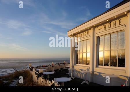 Marienhöhe, Café von 1868 auf der Düne Marienhöhe am Weststrand, Winter, Norderney, Ostfriesische Inseln, Reg.-Bez. Weser-Ems, Landkreis Aurisch, Nied Stockfoto