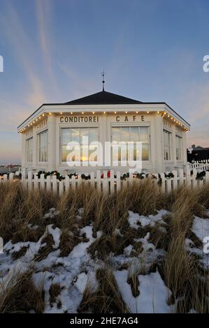 Marienhöhe, Café von 1868 auf der Düne Marienhöhe am Weststrand, Winter, Norderney, Ostfriesische Inseln, Reg.-Bez. Weser-Ems, Landkreis Aurisch, Nied Stockfoto