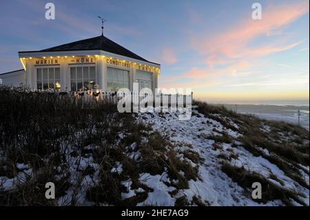 Marienhöhe, Café von 1868 auf der Düne Marienhöhe am Weststrand, Winter, Norderney, Ostfriesische Inseln, Reg.-Bez. Weser-Ems, Landkreis Aurisch, Nied Stockfoto