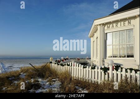 Marienhöhe, Café von 1868 auf der Düne Marienhöhe am Weststrand, Winter, Norderney, Ostfriesische Inseln, Reg.-Bez. Weser-Ems, Landkreis Aurisch, Nied Stockfoto