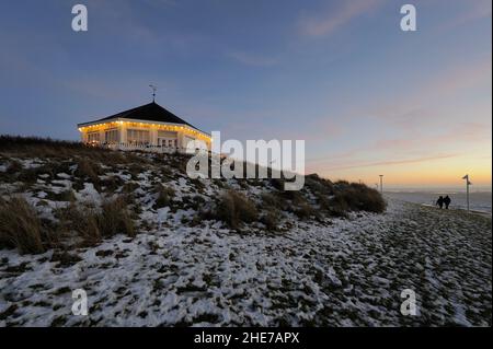 Marienhöhe, Café von 1868 auf der Düne Marienhöhe am Weststrand, Winter, Norderney, Ostfriesische Inseln, Reg.-Bez. Weser-Ems, Landkreis Aurisch, Nied Stockfoto