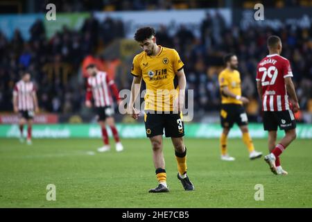 WOLVERHAMPTON, GROSSBRITANNIEN. JAN 9th Rayan Ait-Nouri von Wolverhampton Wanderers reagiert während des FA-Cup-Spiels zwischen Wolverhampton Wanderers und Sheffield United am Sonntag, 9th. Januar 2022 in Molineux, Wolverhampton. (Kredit: Kieran Riley | MI Nachrichten) Kredit: MI Nachrichten & Sport /Alamy Live Nachrichten Stockfoto