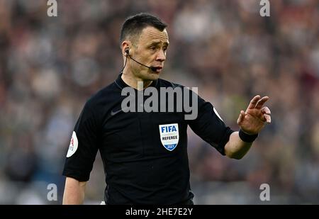 London, Großbritannien. 9th Januar 2022. London Großbritannien 9th. Januar 2022Stuart Attwell (Schiedsrichter) während des West Ham gegen Leeds Emirates FA Cup 3rd im London Stadium Stratford. Quelle: MARTIN DALTON/Alamy Live News Stockfoto