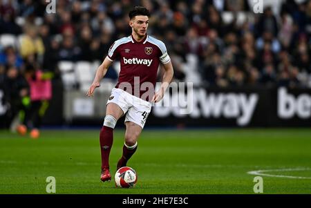 London, Großbritannien. 9th. Jan 2022. Während des West Ham vs. Leeds Emirates FA Cup 3rd-Rundenmatches im London Stadium Stratford. Quelle: MARTIN DALTON/Alamy Live News Stockfoto