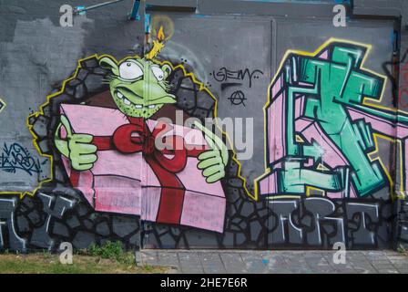 Graffiti, CD-Kaserne, Hall of Fame in Celle, Niedersachsen, Deutschland, Europa | Graffiti, CD-Kaserne in Celle, Hall of Fame, Niedersachsen, Deutschland, Stockfoto