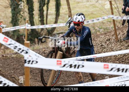 Variano Di Basiliano, Italien. 09th Januar 2022. Filippo FONTANA (C.S. CARABINIERI) während 2022 Italienische Ciclocross-Meisterschaft - Männer Elite, Cyclocross in Variano di Basiliano, Italien, Januar 09 2022 Kredit: Unabhängige Fotoagentur/Alamy Live News Stockfoto