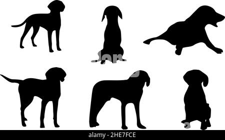 american Foxhound Dog Silhouette Bundle svg Stock Vektor