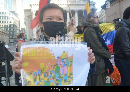 Demonstranten kamen zur Bank von england, um die Rückgabe von Goldlagerstätten zu fordern, trotz gerichtlicher Entscheidungen. Stockfoto