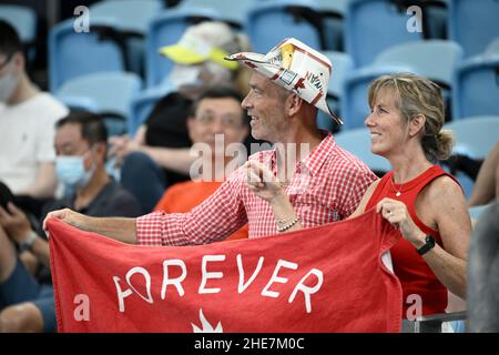 Sydney, Australien. 9th. Januar 2022: Ken Rosewall Arena, Sydney Olympic Park, Sydney, Australien; ATP-Cup-Tennisturnier, Cup-Finale Kanada gegen Spanien; kanadische Fans genießen das Spiel Credit: Action Plus Sports Images/Alamy Live News Stockfoto