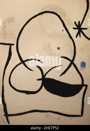 Miró Museum, Pilar i Joan Miró-Stiftung, Frau in der Nacht, Femme dans la nuit, Öl und Kreide auf Leinwand, 265,5 x 185,5, Palma de Mallorca, Mallorca Stockfoto