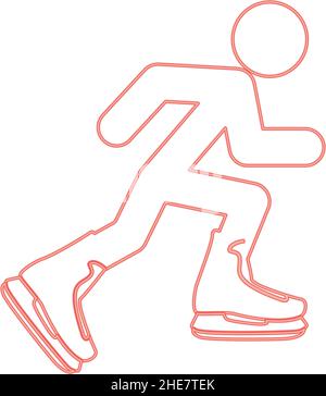 Neon Sportler Skater im Skaten rot Farbe Vektor Illustration Bild flach Stil Licht Stock Vektor