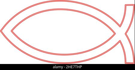 Neon Symbol Fisch rot Farbe Vektor Illustration Bild flach Stil Licht Stock Vektor
