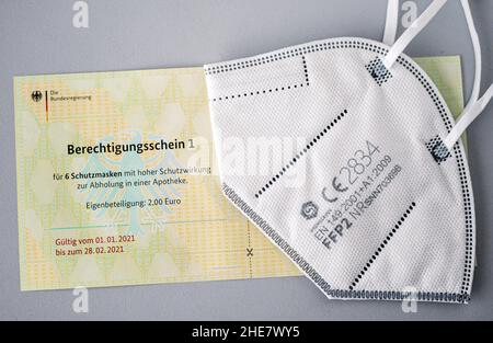 Zulassungsbescheinigungen für FFP2 Masken, Deutschland Stockfoto