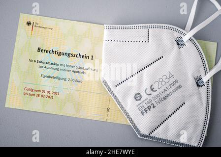 Zulassungsbescheinigungen für FFP2 Masken, Deutschland Stockfoto