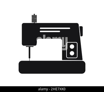 Nähmaschine auf weißem Hintergrund isoliert. Schwarze Silhouette Stock Vektor