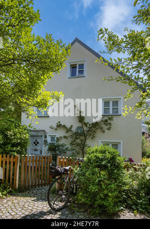 Historische Hostelhäuser in München, Bayern, Deutschland Stockfoto