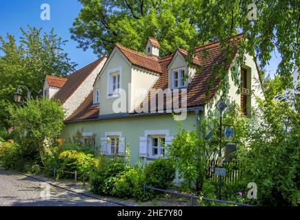 Historische Hostelhäuser in München, Bayern, Deutschland Stockfoto