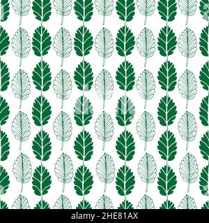 Nahtloses Muster mit vertikalen Blättern auf transparentem Hintergrund Stock Vektor