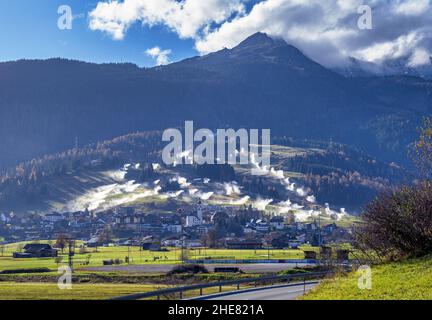 Pistenpräparation, Lermoos, Tirol, Österreich Stockfoto