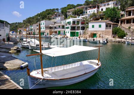 Blick auf den Hafen, Cala Figuera, Santanyi Gemeinde, Mallorca (Mallorca), Balearen, Spanien Stockfoto