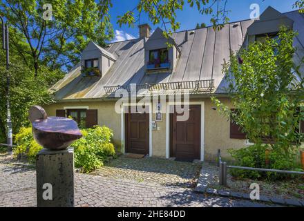 Historische Hostelhäuser in München, Bayern, Deutschland Stockfoto