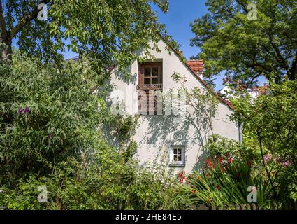 Historische Hostelhäuser in München, Bayern, Deutschland Stockfoto