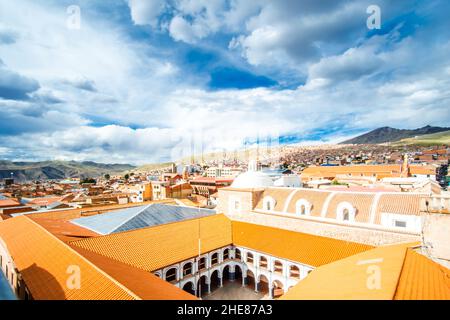 Potosi Luftaufnahme von der San Lorenzo Kirche, Bolivien Stockfoto