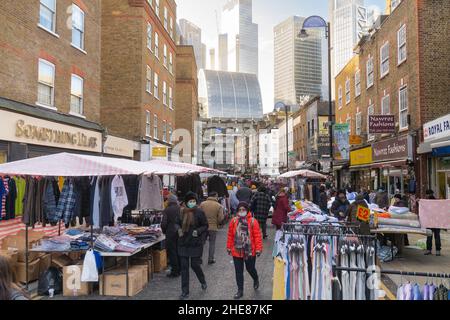 Petticoat Lane Market, Whitechapel, Aldgate, London England Stockfoto