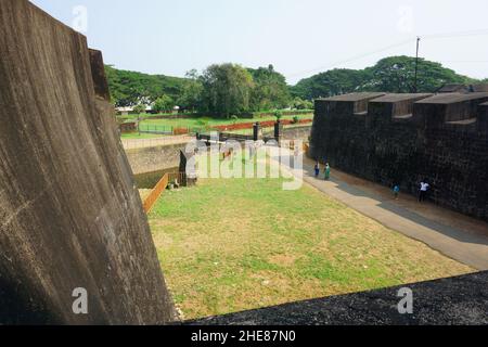 Blick auf die Festung Palakkad, die 1766 n. Chr. von Hyder Ali eingenommen wurde. Stockfoto
