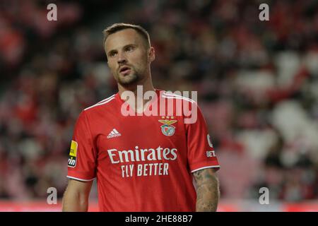 Lissabon, Portugal. 09th Januar 2022. Haris Seferović Stürmer von SL Benfica während des Liga Portugal Bwin-Spiels zwischen SL Benfica und FC Paços de Ferreira am 09. Januar 2022 in Lissabon, Portugal. Valter Gouveia/SPP Credit: SPP Sport Press Photo. /Alamy Live News Stockfoto