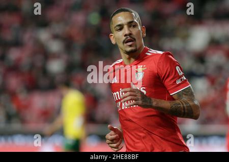 Lissabon, Portugal. 09th Januar 2022. Gilberto Verteidiger von SL Benfica beim Liga Portugal Bwin-Spiel zwischen SL Benfica und FC Paços de Ferreira am 09. Januar 2022 in Lissabon, Portugal. Valter Gouveia/SPP Credit: SPP Sport Press Photo. /Alamy Live News Stockfoto