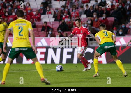 Lissabon, Portugal. 09th Januar 2022. Álex Grimaldo Verteidiger von SL Benfica in Aktion während des Liga Portugal Bwin-Spiels zwischen SL Benfica und FC Paços de Ferreira am 09. Januar 2022 in Estádio da Luz in Lissabon, Portugal. Valter Gouveia/SPP Credit: SPP Sport Press Photo. /Alamy Live News Stockfoto