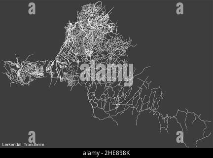 Detaillierte negative Navigation weiße Linien städtische Straße Straßen Karte des Viertels LERKENDAL BOROUGH of the Norwegian regional Capital City of Trondheim, Stock Vektor