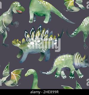 Nahtloser Hintergrund mit abstrakten Dinosauriern Stockfoto